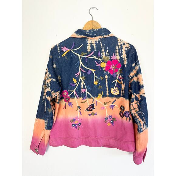 90s Boho Tie Dye Embroidered Jacket - Picture 4 of 10